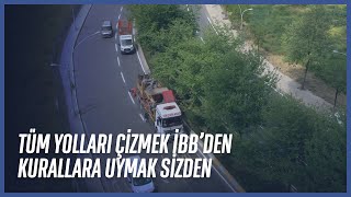 İBB, İstanbul genelinde yol çizgi çalışması yapıyor