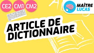 Comprendre Un Article De Dictionnaire CM1 - CE2 - CM2 -... | Doovi