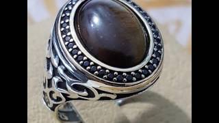 unique handmade 925 sterling silver men ring natural tiger eyes stone