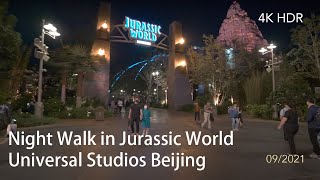 [4K HDR BT.2020] Night Walk in Jurassic World Universal Studios Beijing - China 2021 (北京環球影城侏羅紀世界)