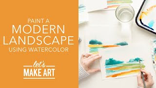 Let's Paint a Modern Landscape  🖼 Easy Watercolor Project by Sarah Cray of Let's Make Art (DIY Art)