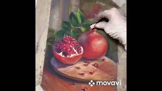 Pomegranates painted with dry pastel. Гранаты сухой пастелью.