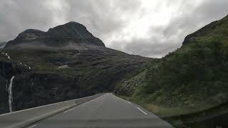 Trollstigen in Norway from top downhill drive on 24 august 2023