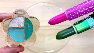 Makeup slime!Satisfying slime coloring with lipstick\u0026Highlighter compilation !Lipstick slime ASMR