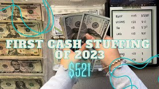 First Cash Stuffing of 2023| $521 | Cash Envelopes | Low Income | College Student | Budgeting |