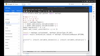 Using MathOpt in OR-Tools from Python to Solve a MIP (Mixed Integer Program)