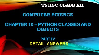 10. Python Classes and Objects| Stationary Python Dictionary Program | TNHSC 12th CS Detail Answers