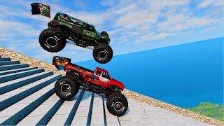 SUV 4x4 Cars VS Dangerous Stair Slope Challenge Driver #3 - BeamNG Driver