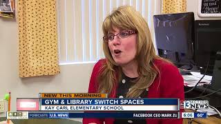 Kay Carl gym and library switch spaces