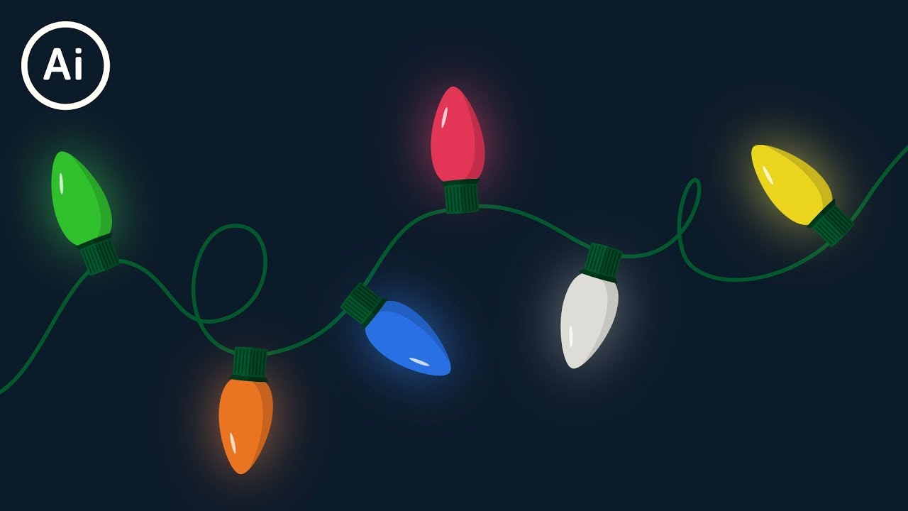 Flat Design Christmas Lights Illustrator Tutorial Youtube