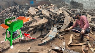 Process of Recycling Old Leaf Spring to Make Chaff Cutter Machine Blades | Metal recycling