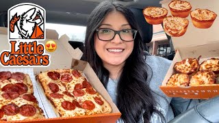 LITTLE CAESARS REVIEW! 🍕(Detroit-Style Deep Dish Pizza \u0026 Cheese Puffs!)