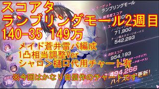 【ヘブバン】スコアタ ランブリングモール2週目 メイド蒼井編成 140-35 149万 【ヘブンバーンズレッド】【HeavenBurnsRed】