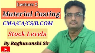 Material Costing  / Stock Levels (Maximum, Minimum & Re-Order Level) By Raghuvanshi Sir