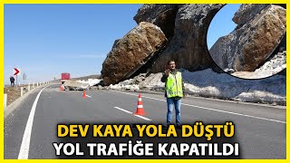 Bitlis-Tatvan Kara Yolu, Düşen Dev Kaya Nedeniyle 1 Saat Trafiğe Kapalı Kaldı