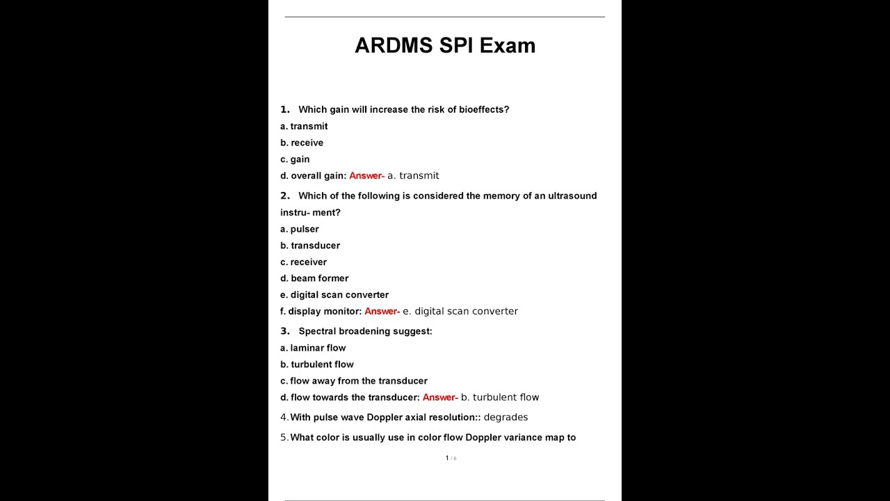 ARDMS SPI Exam Test Questions And Answers 2023 Verified Answers - YouTube