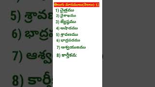 తెలుగు మాసములు వాటి పేర్లు, Telugu months names,