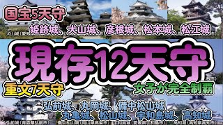 【女子が完全制覇】【永久保存版】現存12天守、国宝5天守、重要文化財7天守を実際に全天守訪問したマイコが、全12天守を分かり易くご紹介します！【綺麗な天守閣の画像】【訪問時の画像】【古写真】あります