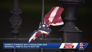 Suspect charged with vandalizing war memorial, park in South Boston