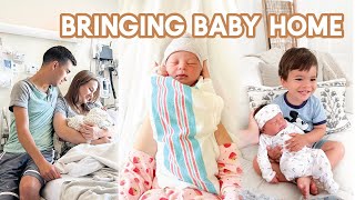 FIRST 24 HOURS WITH A NEWBORN AND TODDLER | Bringing Baby Home + Siblings Meet!