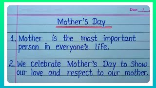 10 Lines On Mother's Day In English/Essay On Mother's Day/Mother's Day 10 Lines/Mother's Day Special
