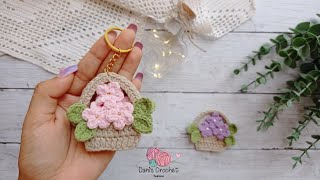 NUEVA mini maceta con flores 💐| llavero/aplicación| a crochet PATRÓN facil