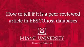 How to tell if it is a peer reviewed article in EBSCOhost databases