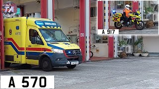 *new bike* HKFSD Tuen Mun A.D. Ambulance \u0026 EMAMC Turnout | 屯門救護站同時去救護車A570同全新急救醫療電單車A917