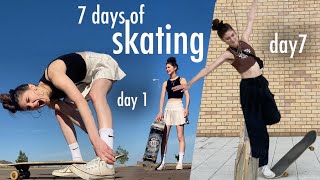 Learning to Skateboard in 7 days ~ Ollie Progression + Beginner Skateboard Tricks