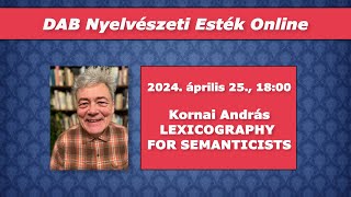 András Kornai - Lexicography for semanticists