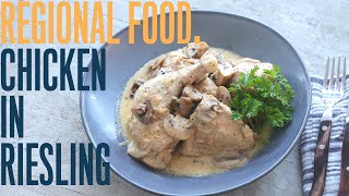 Creamy chicken cooked with cognac and Riesling