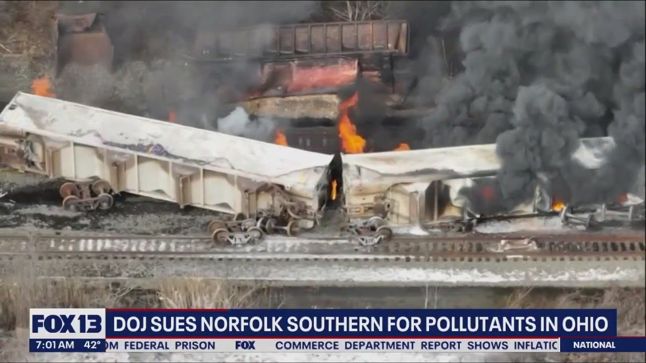 DOJ Sues Norfolk Southern For Pollutants In Ohio | FOX 13 Seattle - YouTube