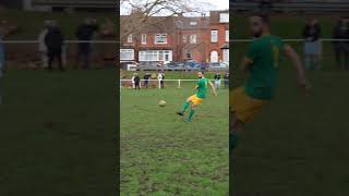 Sunday league player clean through on goal