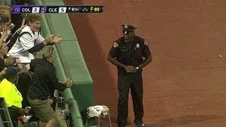 COL@CLE: Officer makes great play on foul ball