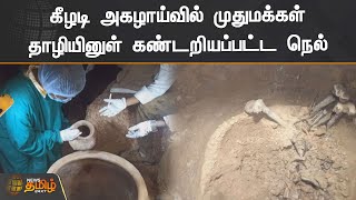 கீழடி அகழாய்வில் முதுமக்கள் தாழியினுள் கண்டறியப்பட்ட நெல் | Keezhadi Excavation | Sivagangai