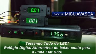 Teste de LED no Relógio Digital do Fiat Uno + Review Relógio Digital alternativo de baixo custo.