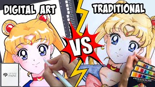 Digital Art Vs Traditional 🐈‍⬛🎀🌙 [Sailor MOON]