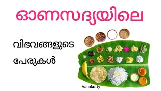 ഓണസദ്യയിലെ വിഭവങ്ങളുടെ പേരുകൾ Onasadhyayile vibavangalude perukal @Aanakutty #onasadhyadishesnames