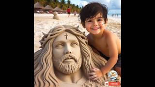 Cute baby with Jesus sand art #jesus #trending #shorts #cute #love