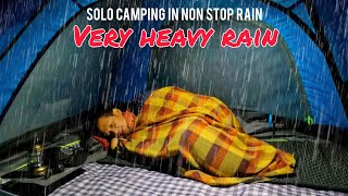 SOLO CAMPING HEAVY RAIN - HIKING IN LONG HEAVY RAIN NON STOP - ASMR