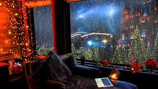 🎄 Christmas Ambience outside the window with relaxing Rain and thunder⚡Cozy rainy night for sleeping