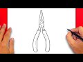 How to draw Needle Nose Pliers - Easy Drawing Needle Nose Pliers