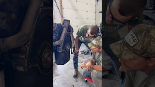 Part 3 - pulled his first engine! #dieselengine #manualtransmission #newskills #handsonlearning