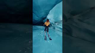 GoPro | Skiing through an Ice Cave in Switzerland 🎬 Abe Kislevitz #Shorts