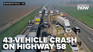 Nine injured after 43-vehicle crash on Highway 58 in Bakersfield
