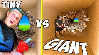 Escaping Tiny vs GIANT 100 Layers of Cardboard! *TRAPPED*