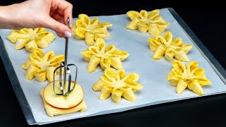 Dessert in 5 minutes! Just puff pastry and 2 apples