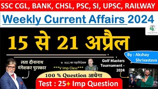 15-21 April 2024 Weekly Current Affairs | Most Important Current Affairs 2024 | CrazyGkTrick
