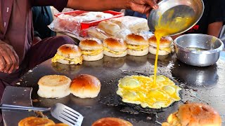 Pakistani Street Food - The BEST BREAKFAST SANDWICHES! Fried Egg Burgers Karachi Pakistan
