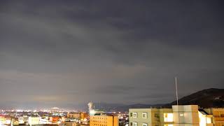 2018 01 08 0312～0610 星空に広がる高層雲と高積雲（レンズ雲） 長野駅付近から南西 北アルプス表銀座方面